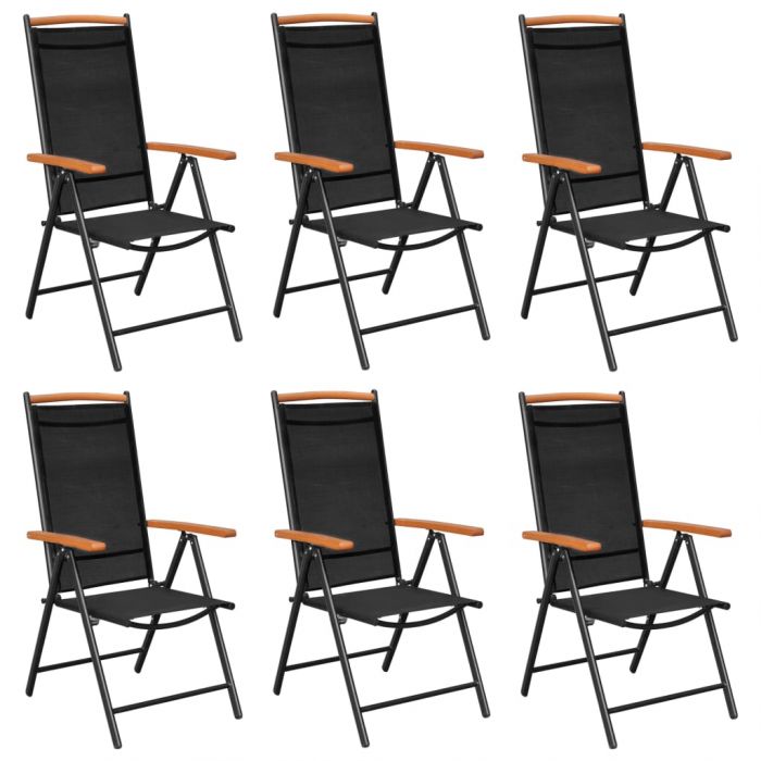 Сгъваеми градински столове Darnell, 6 бр, Textilene, черни