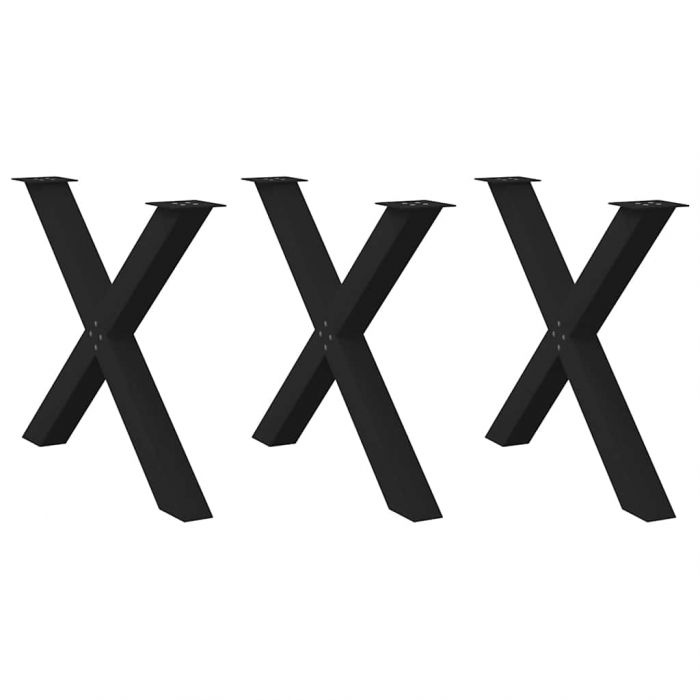 Крака за маса за хранене с форма на X 3 бр. черни 90x(72-73) cm