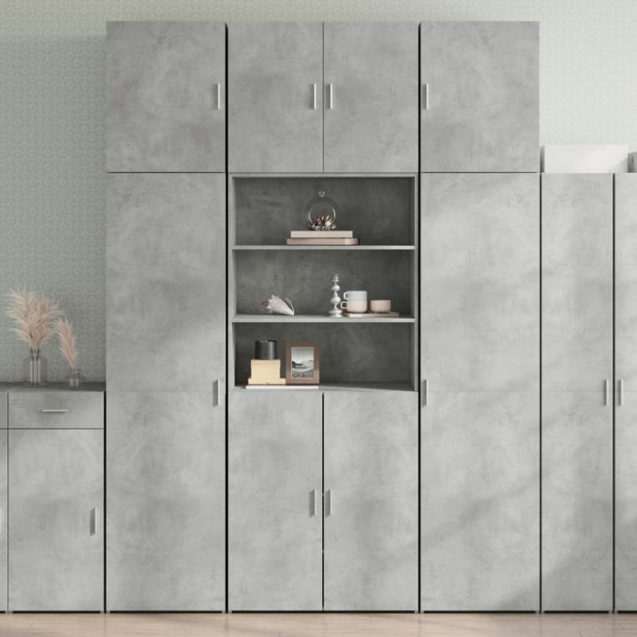 Висок шкаф, бетонно сив, 80x42,5x249 см, инженерно дърво