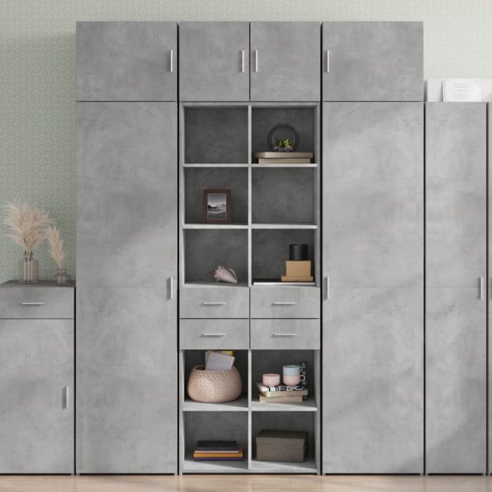Висок шкаф, бетонно сив, 70x42,5x185 см, инженерно дърво