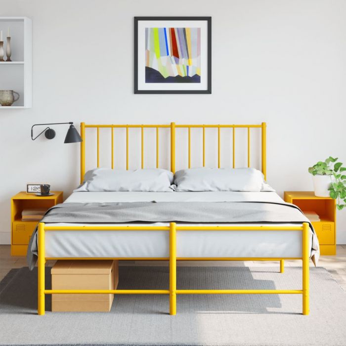 Нощни шкафчета 2 бр горчица жълто 34,5x39x44 см стомана