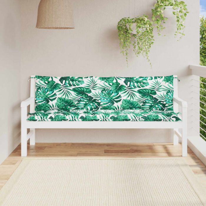 Възглавници за градински пейки 2 бр с листа 180x50x7 см плат