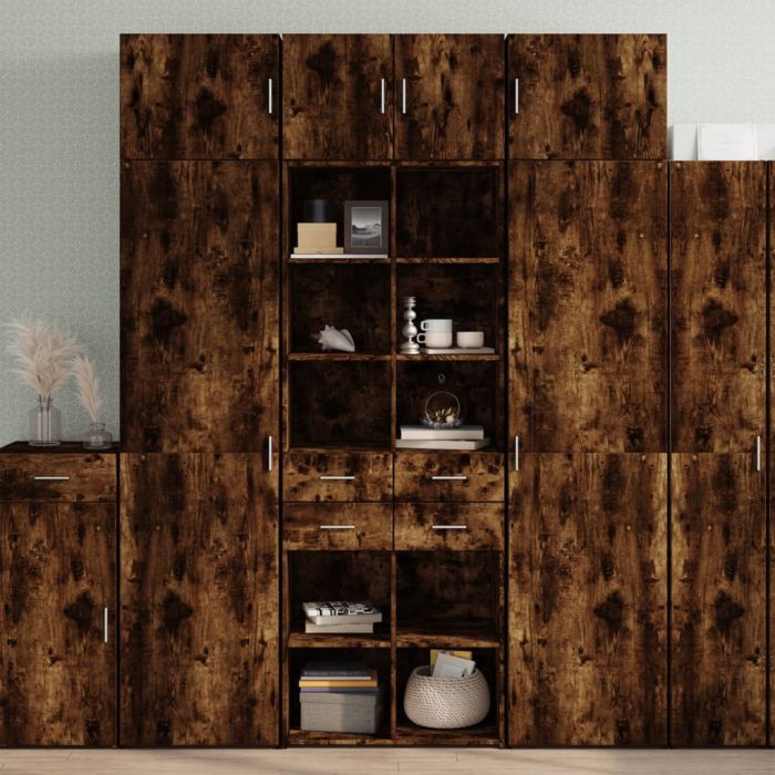 Шкаф за съхранение, опушен дъб, 70x42,5x225 см, инженерно дърво
