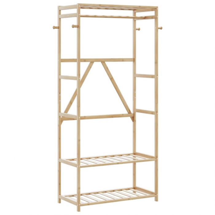Закачалка за дрехи с рафтове 80x40x175 см бамбук