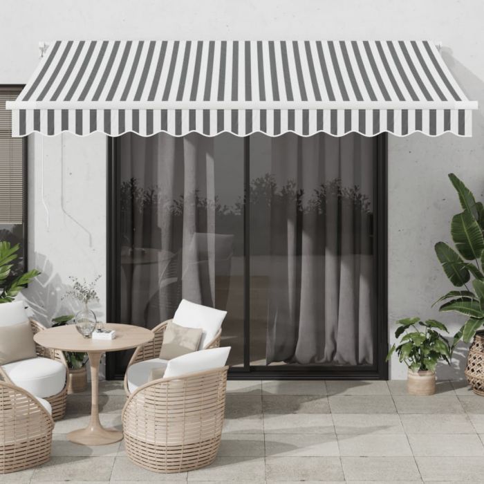 Ръчно прибираща се тента, антрацит и бял, 350x250 см