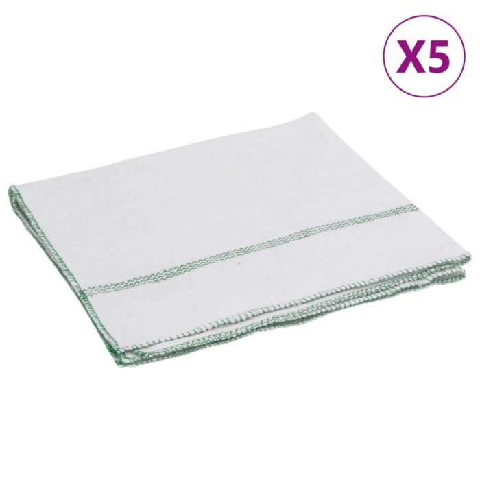Кърпи за почистване 5 бр бели със зелени ивици 50x60 см