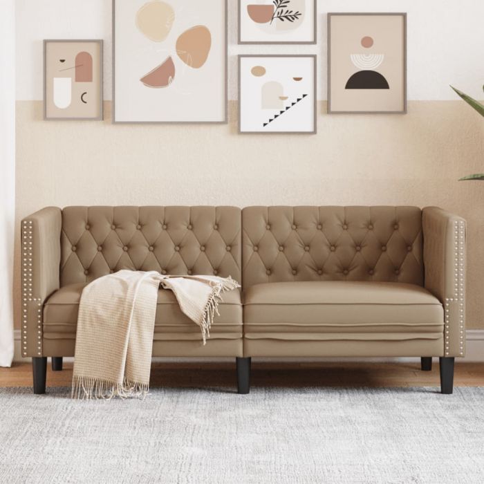 Диван Chesterfield с 2 седалки от kunstnahast капучино