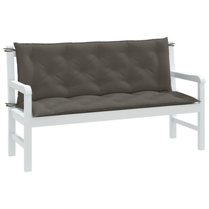 Възглавници за градински пейки 2бр меланж тъмносиви 150x50x7 см