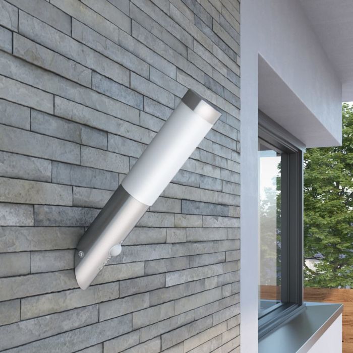 Лампа за стена от неръждаема стомана, водоустойчива, сензор движение