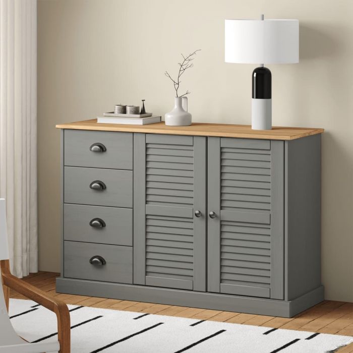 Бюфет с чекмеджета VIGO, 113x40x75 см, сив, бор масив