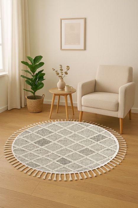 Килим Bukle 1411 - Cream, цвят Кремав, 120 cm см