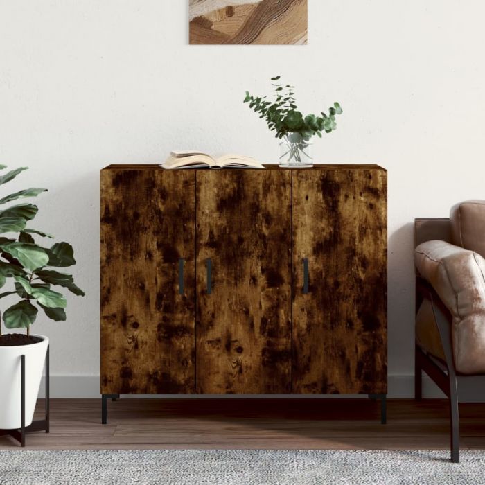 Сайдборд, опушен дъб, 90x34x80 см, инженерно дърво