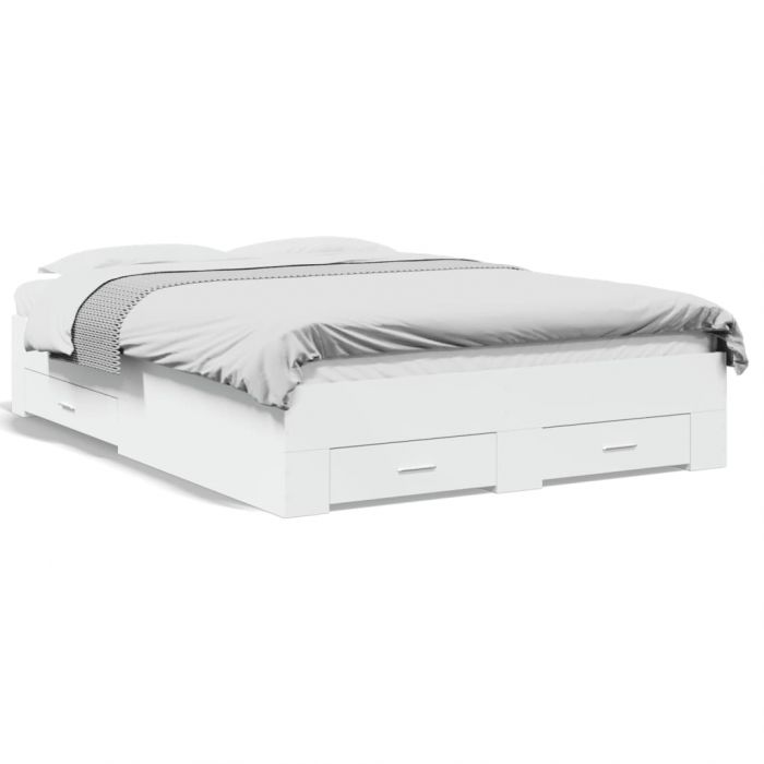 Рамка за легло, с чекмеджета, без матрак, бяла, 135x190 см