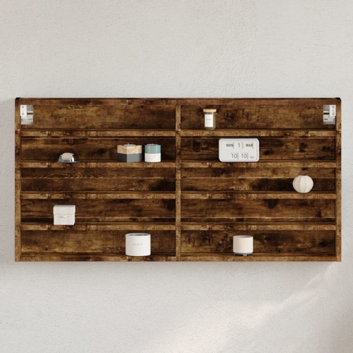 Шкаф витрина, опушен дъб, 100x8,5x50 см, инженерно дърво
