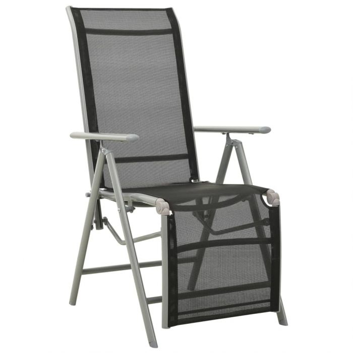 Накланящи се градински столове 2 бр textilene и алуминий черни
