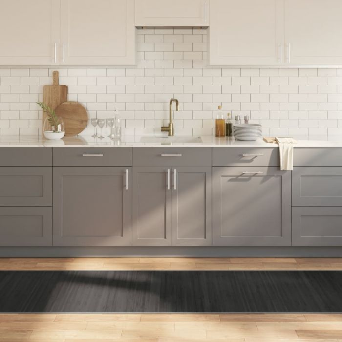 Килим, правоъгълен, сив, 70x300 см, бамбук