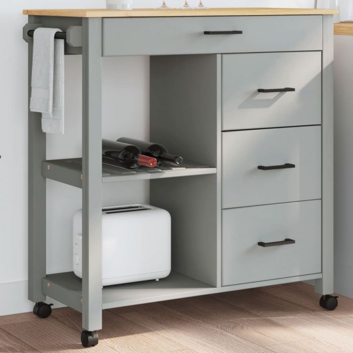 Кухненска количка "MONZA" 84x40x88,5 см борово дърво масив