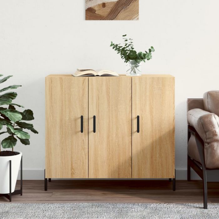 Сайдборд, дъб сонома, 90x34x80 см, инженерно дърво