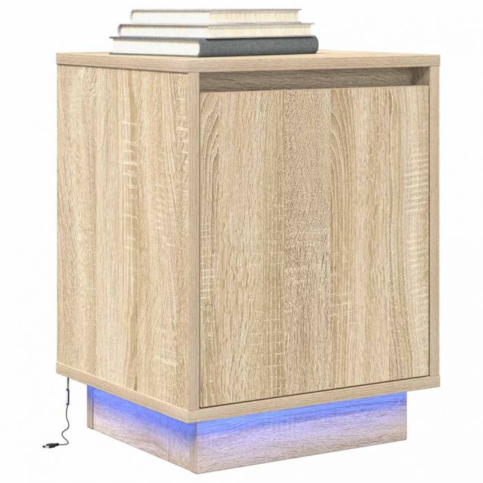 Нощен шкаф с LED осветление Дъб Сонома 38x34x50 cm
