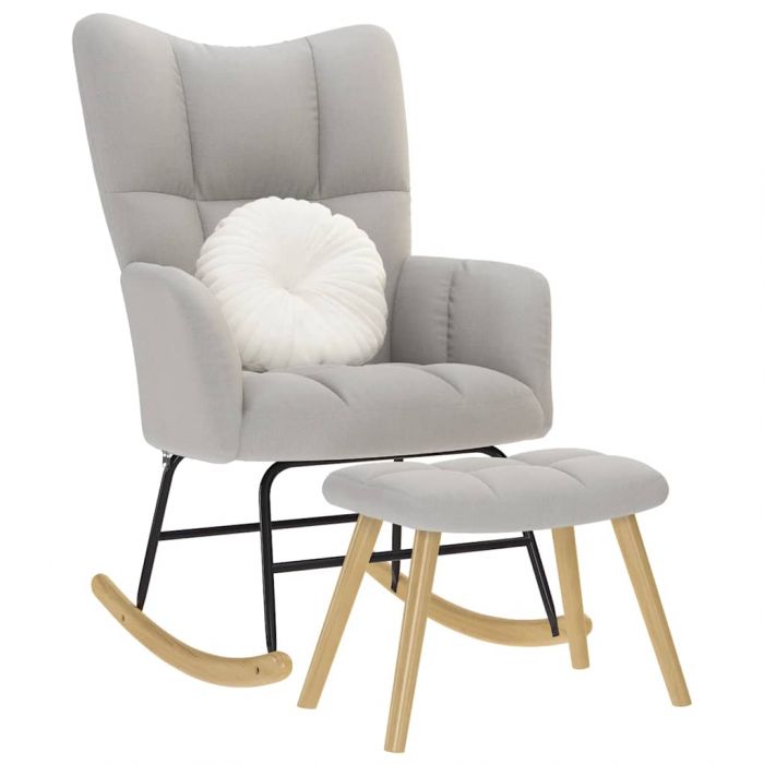 Люлеещ се стол с табуретка за крака Cloud Grey Fabric
