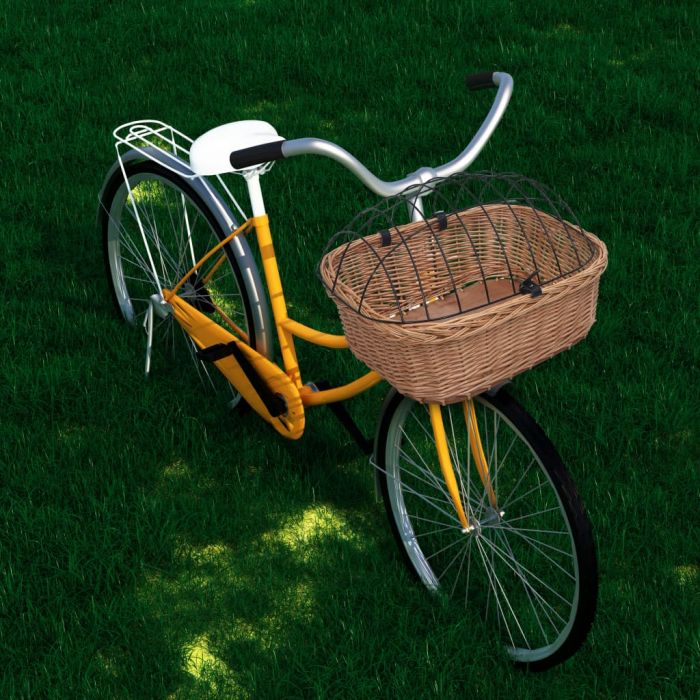 Предна кошница за велосипед с капак 50x45x35 см натурална върба