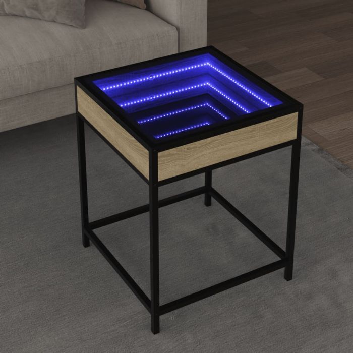 Маса за кафе с Infinity LED, сонома дъб, 40x40x51 см