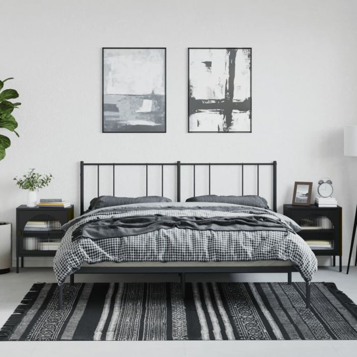 Нощни шкафчета 2 бр черни 50x35x60 см стъкло и стомана