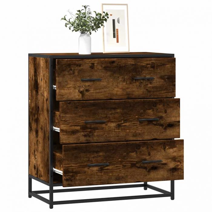 Шкаф опушен дъб 68x35x76 cm Изработена дървесина и метал