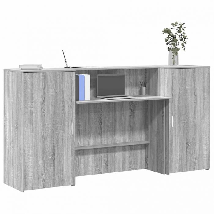 Приемно бюро, сив сонома, 200x50x103,5 см, инженерно дърво