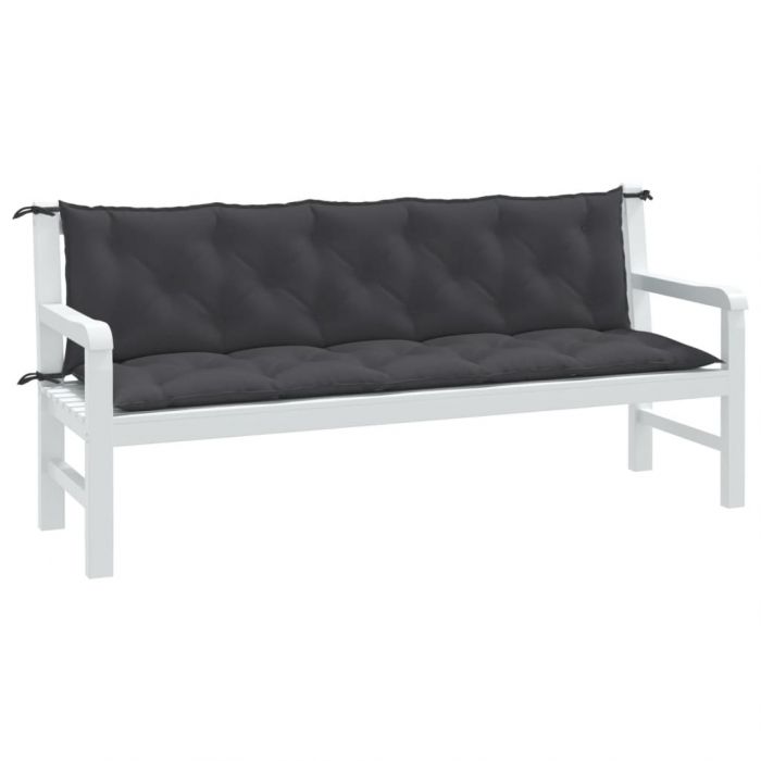 Възглавници за градински пейки 2 бр антрацит 180x50x7 см плат