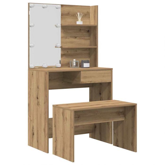 Комплект тоалетка с LED Artisan Oak Engineered Wood