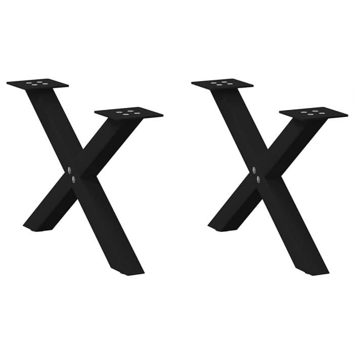Крака за масичка за кафе с форма на X 2 бр. черни 60x(30-31) cm