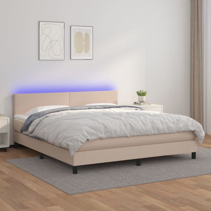 Боксспринг легло с матрак LED капучино 180x200 см