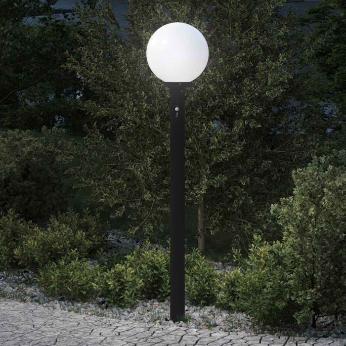Осветителна колона със сензор 120 см, черна, IP44
