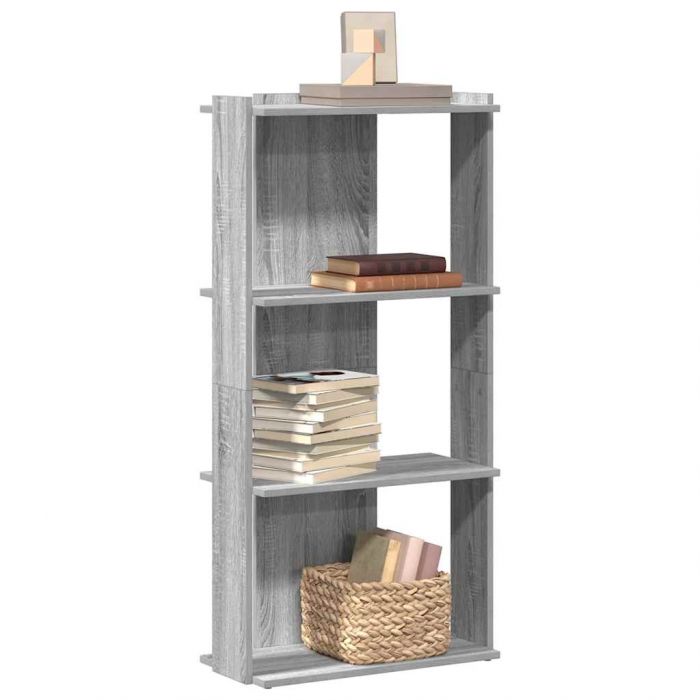 Библиотека 3 рафта сив сонома 60x30x120 см инженерно дърво