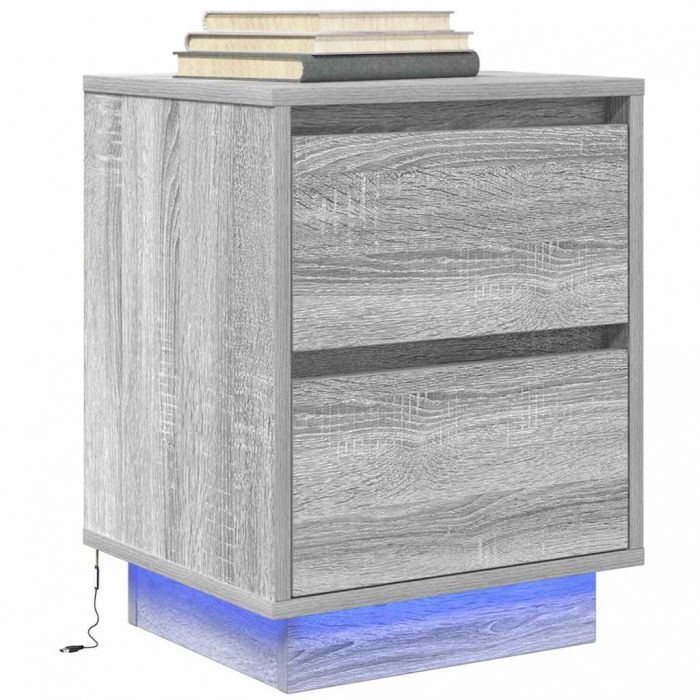 Нощен шкаф с LED осветление Grey Sonoma 38x34x50 cm