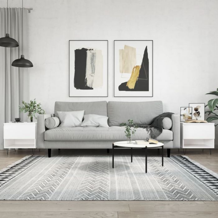 Маси за кафе, 2 бр, бели, 50x46x50 см, инженерно дърво