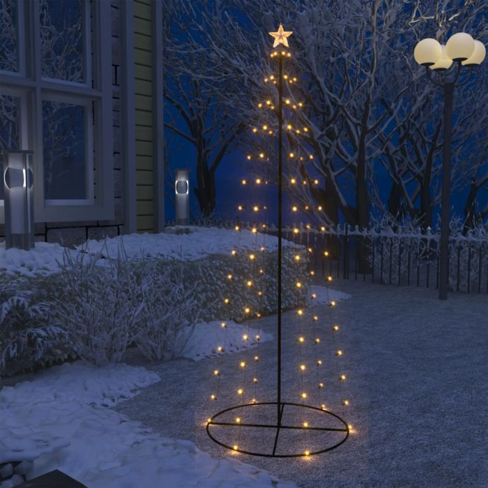 Коледна елха конус студено бяло 100 LED декорация 70x180 см