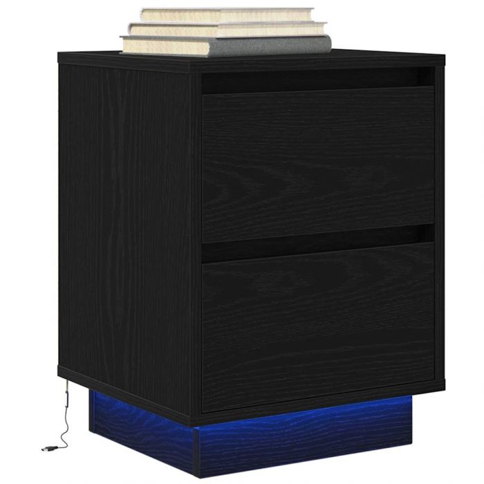 Нощно шкафче с LED осветление черно 38x34x50 cm