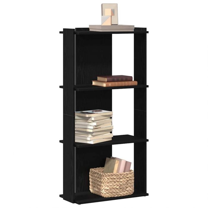Библиотека 3 рафта черна 60x30x120 см инженерно дърво
