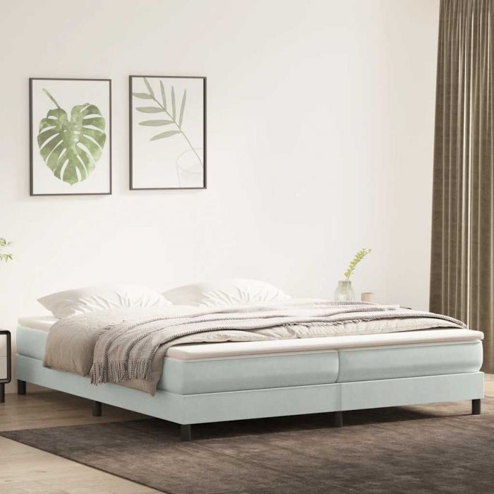 Box Spring Легло без матрак Светло сиво 200x220 cm Кадифе