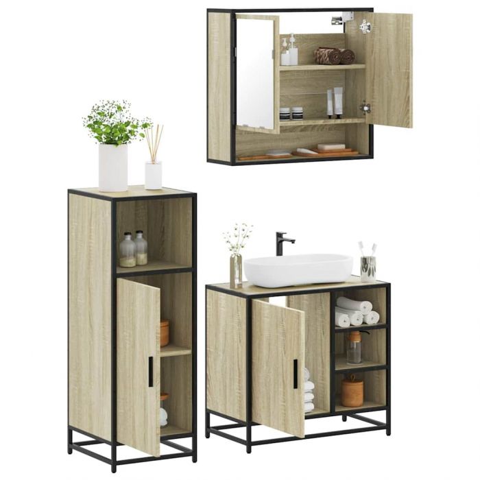 Комплект мебели за баня 3 бр. Черния дъб 35 x 37
