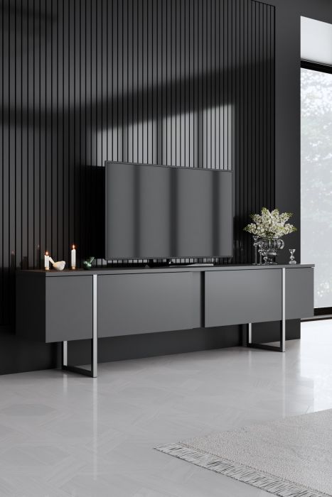 ТВ шкаф Luxe, цвят Антрацит Сребърен