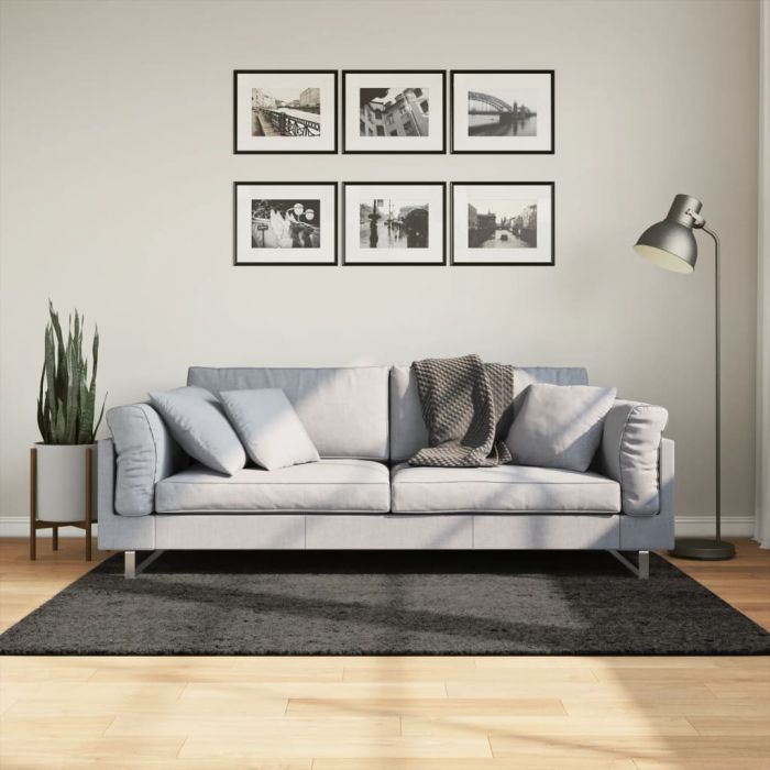 Килим ISTAN с дълъг косъм, лъскава визия, антрацит, 120x170 см