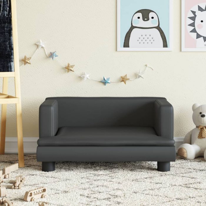 Детски диван черен 60x40x30 см изкуствена кожа