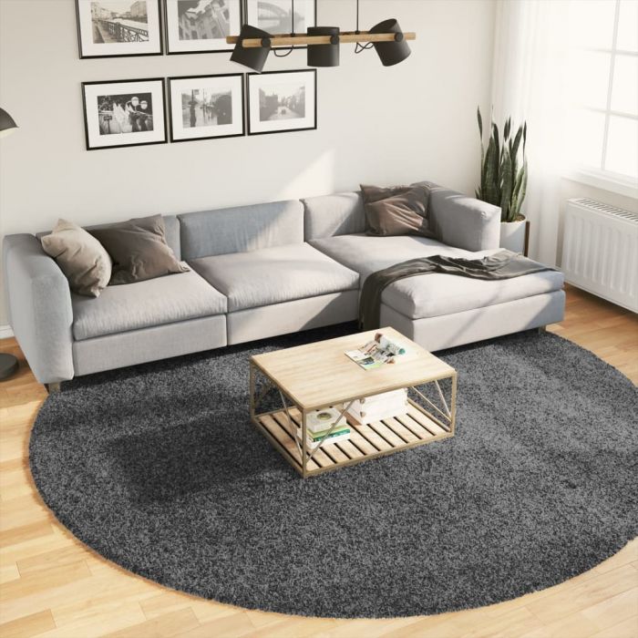 Килим OVIEDO с къс косъм, антрацит, Ø 280 см