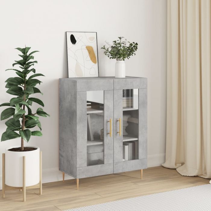 Сайдборд, бетонно сив, 69,5x34x90 см, инженерно дърво