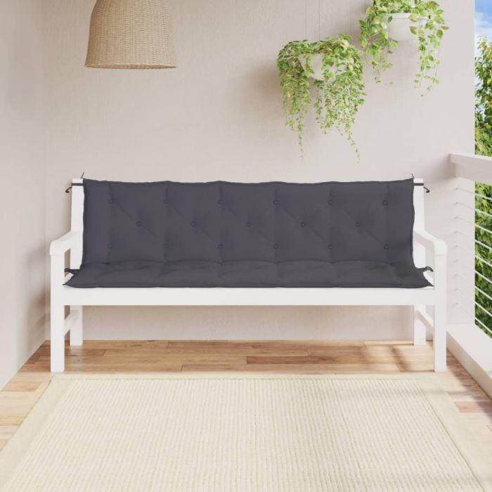Възглавници за градински пейки 2 бр антрацит 180x50x7 см плат