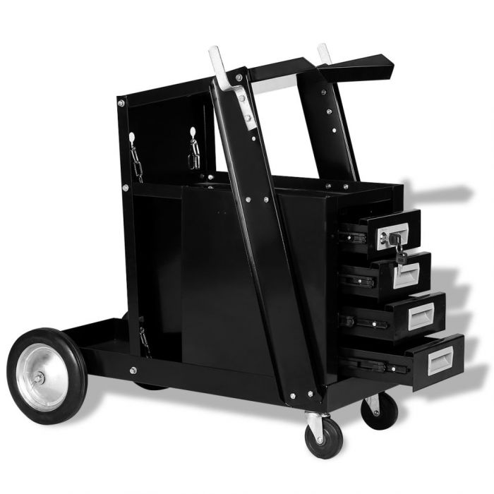 Заваръчна количка с 4 чекмеджета, черна