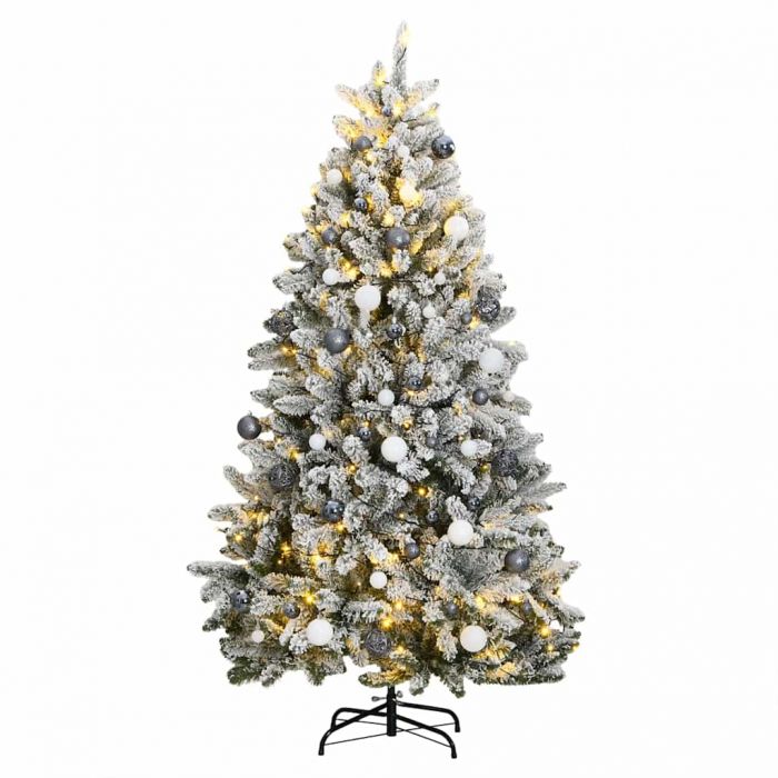 Изкуствена коледна елха с шарнири, 300 LED и топки, 270 см